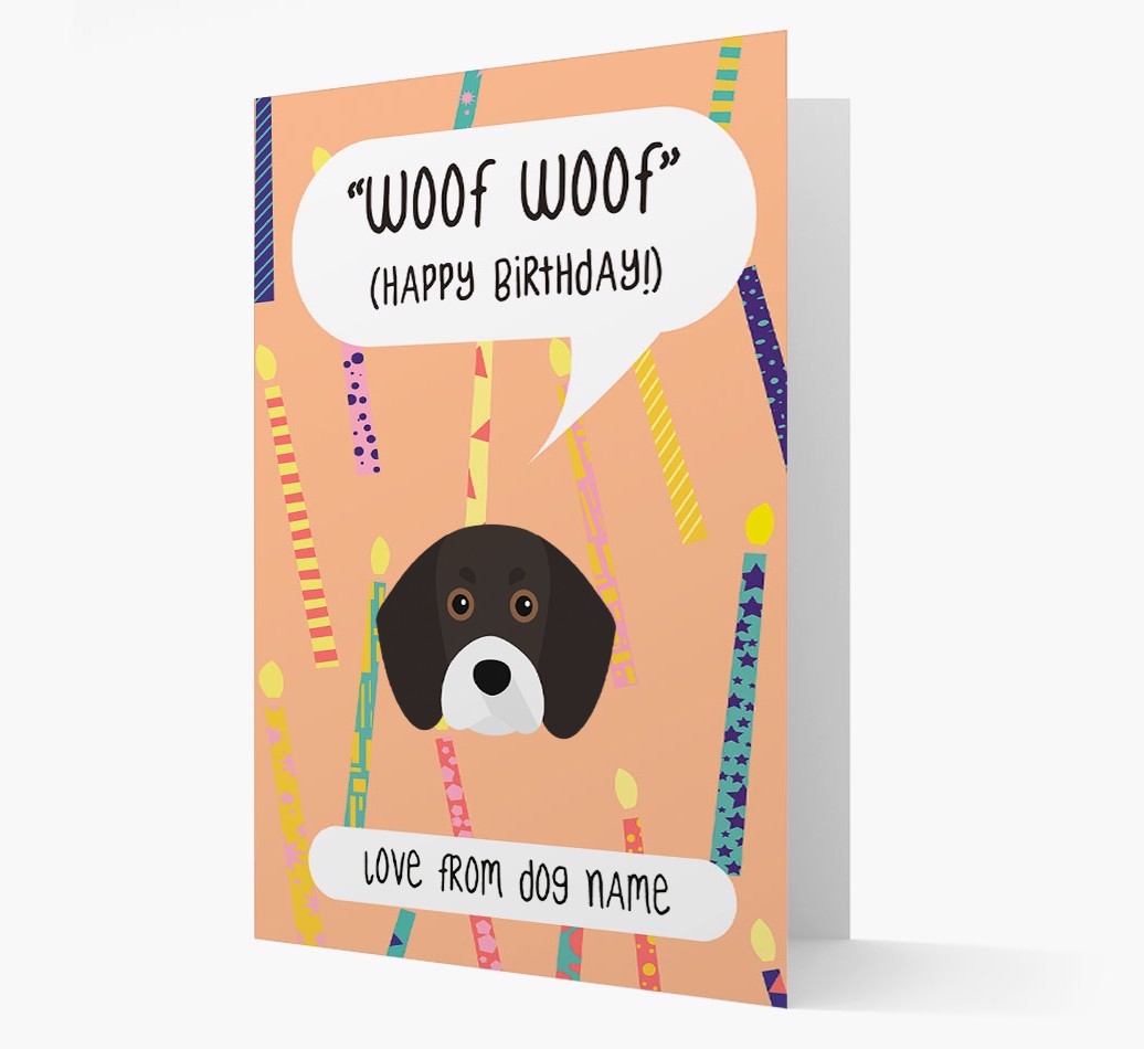 Personalised 'Woof Woof' Birthday Card with {breedFullName} Icon