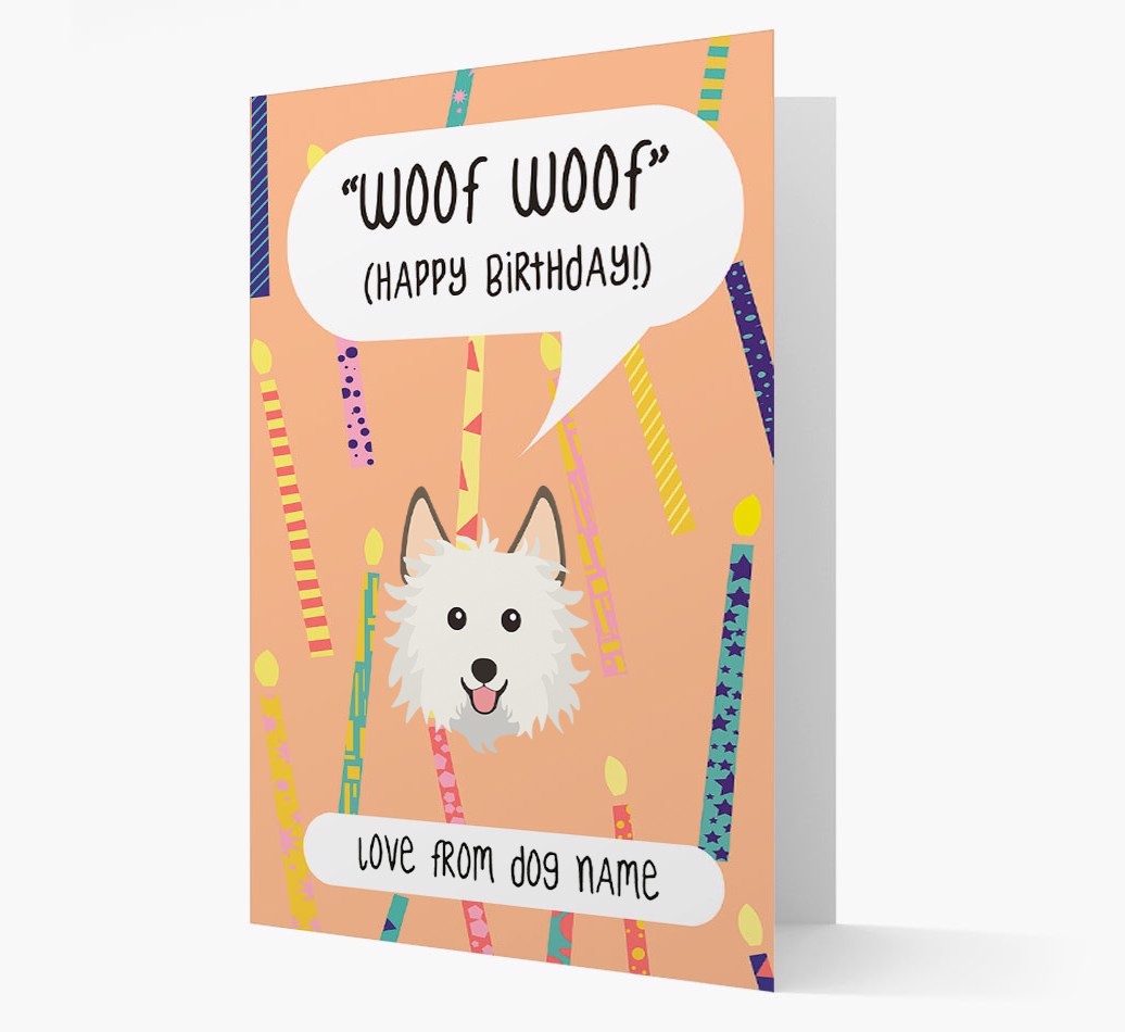 Personalized 'Woof Woof' Birthday Card with {breedFullName} Icon