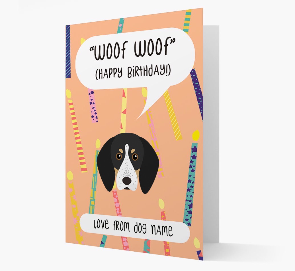 Personalised 'Woof Woof' Birthday Card with {breedFullName} Icon