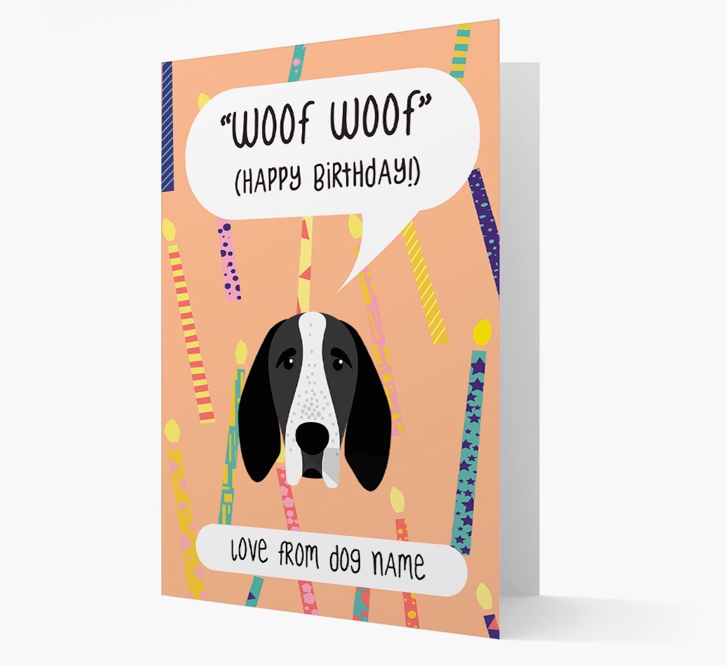 Personalised 'Woof Woof' Birthday Card with {breedFullName} Icon
