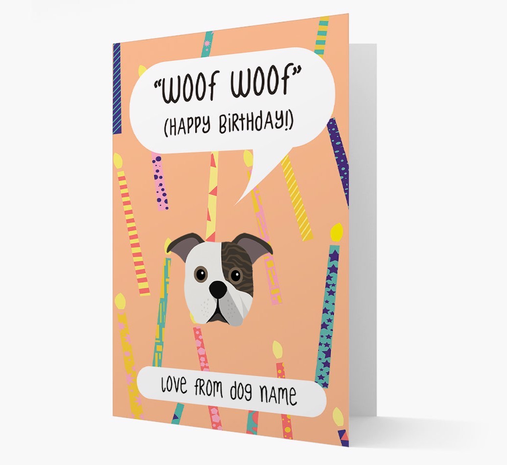 Personalised 'Woof Woof' Birthday Card with {breedFullName} Icon