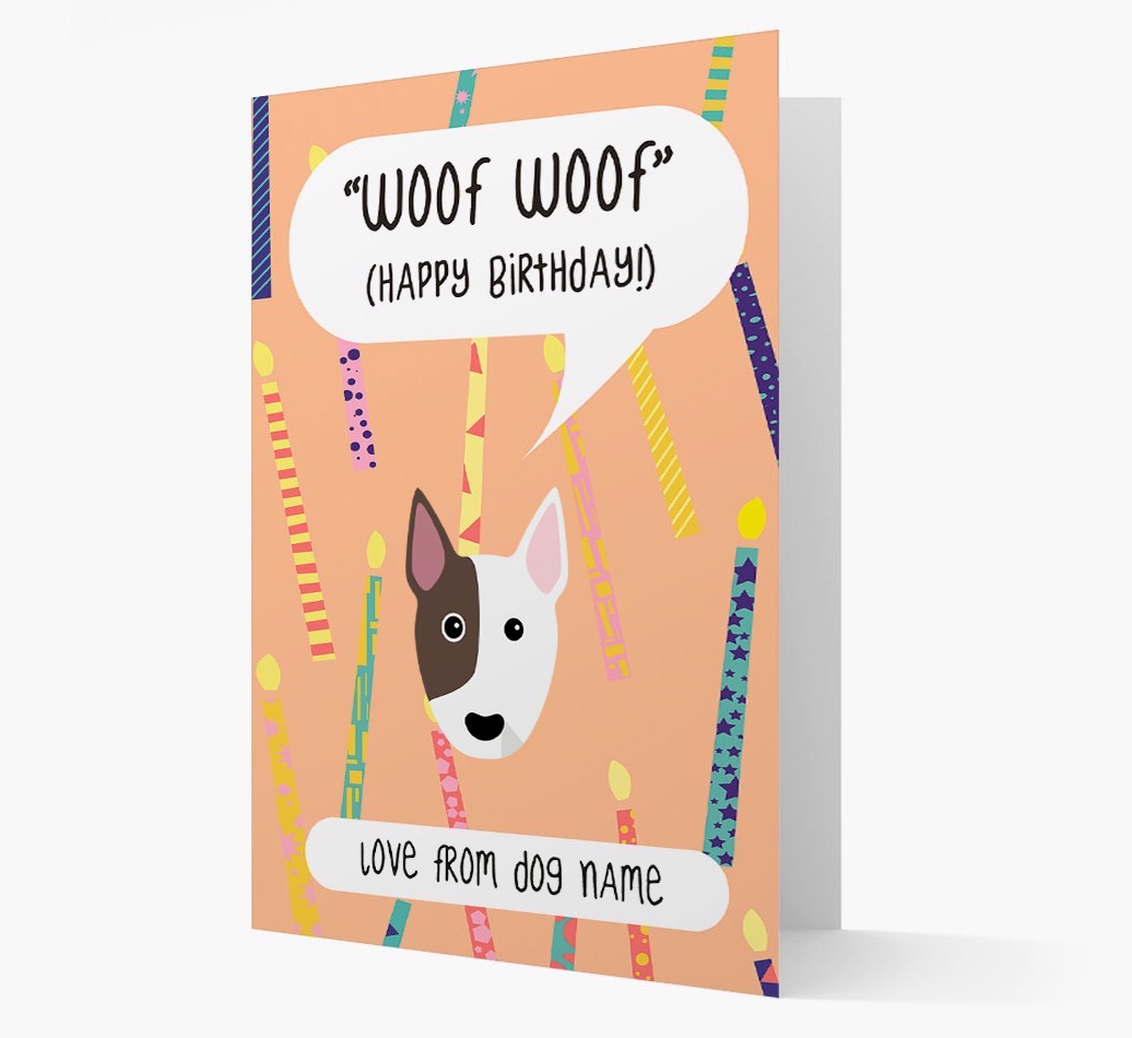 Personalised 'Woof Woof' Birthday Card with {breedFullName} Icon