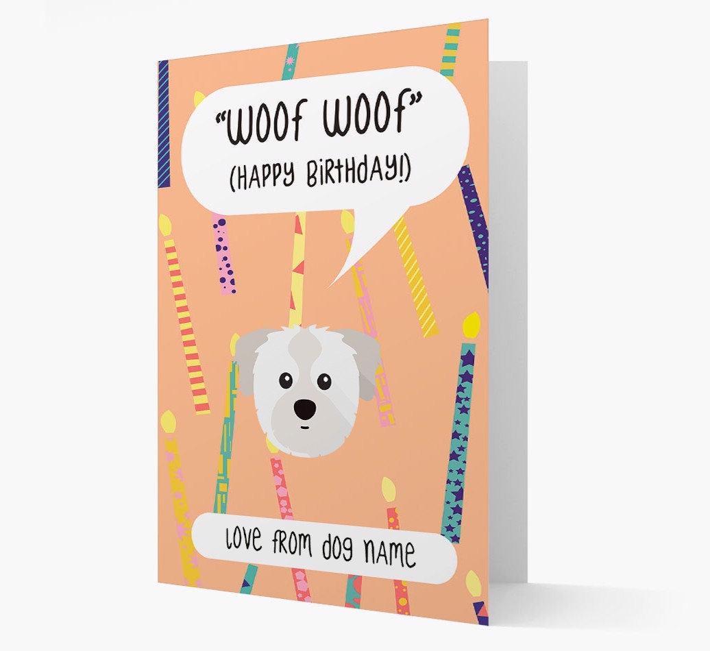 Personalised 'Woof Woof' Birthday Card with {breedFullName} Icon