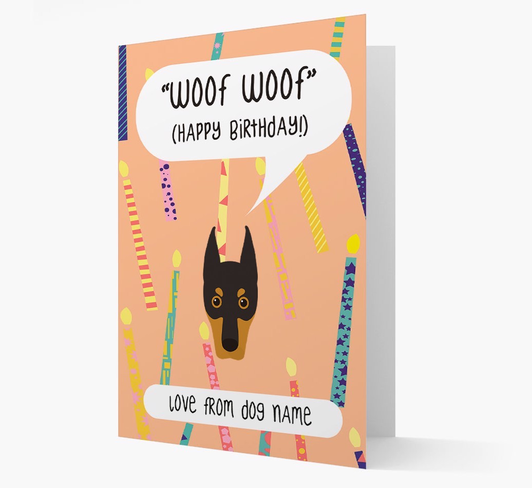 Personalised 'Woof Woof' Birthday Card with {breedFullName} Icon