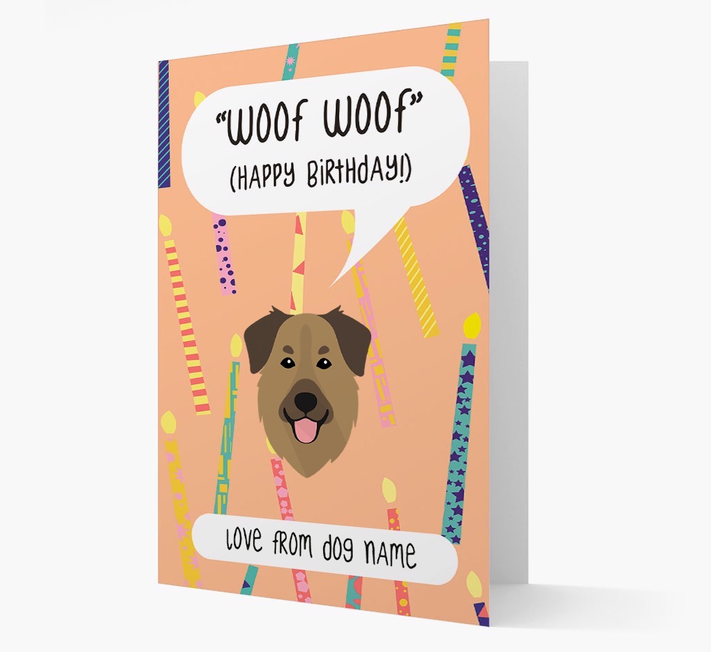 Personalised 'Woof Woof' Birthday Card with {breedFullName} Icon