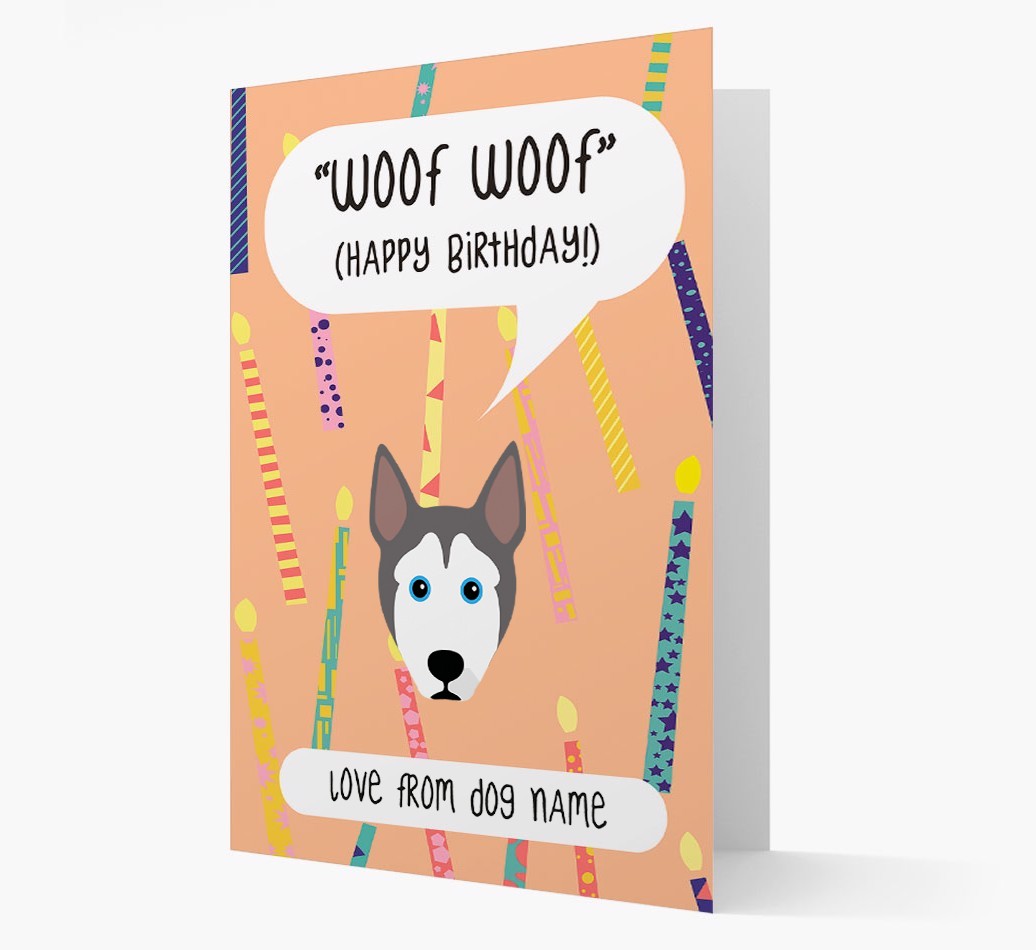 Personalised 'Woof Woof' Birthday Card with {breedFullName} Icon