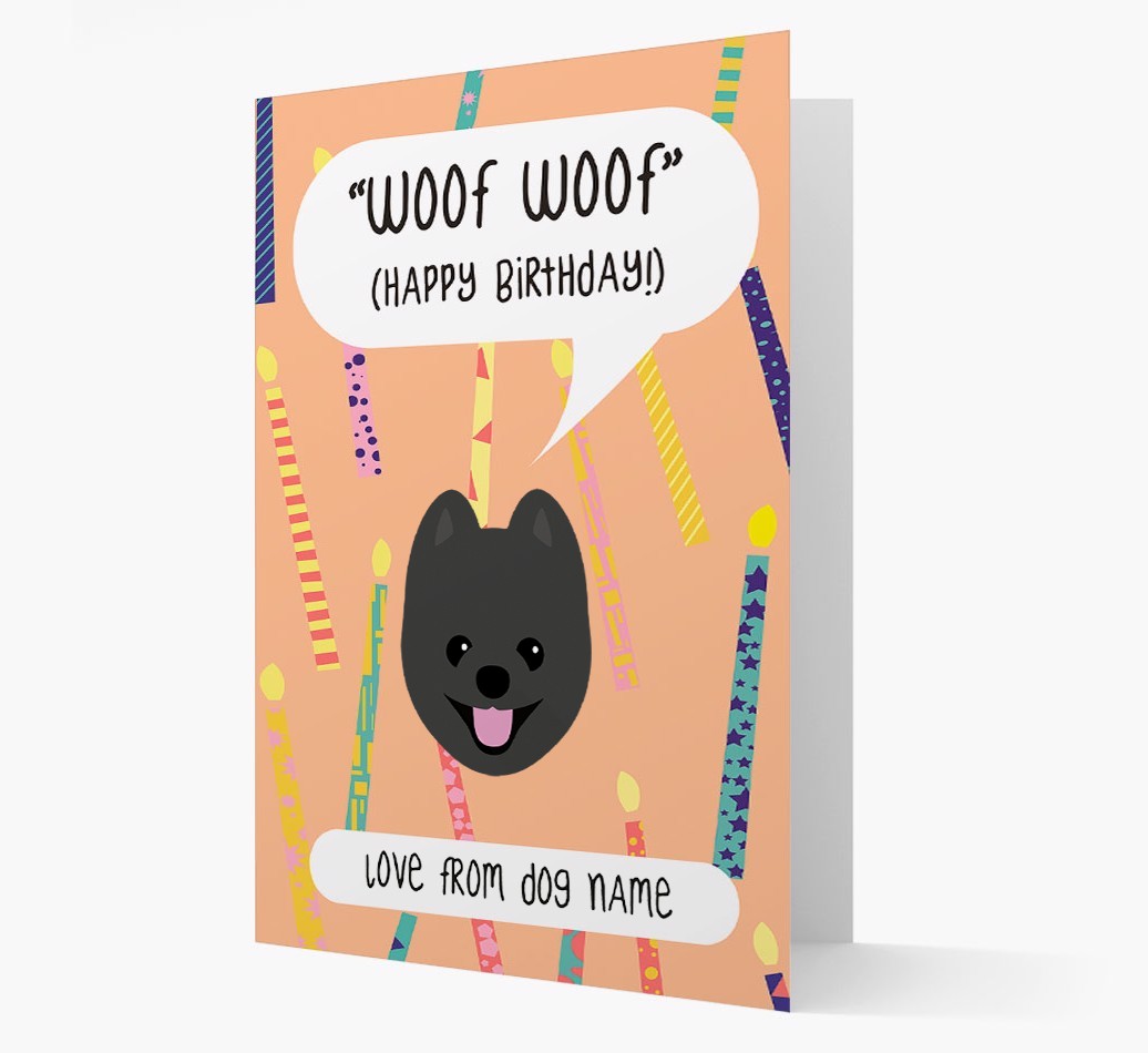 Personalised 'Woof Woof' Birthday Card with {breedFullName} Icon