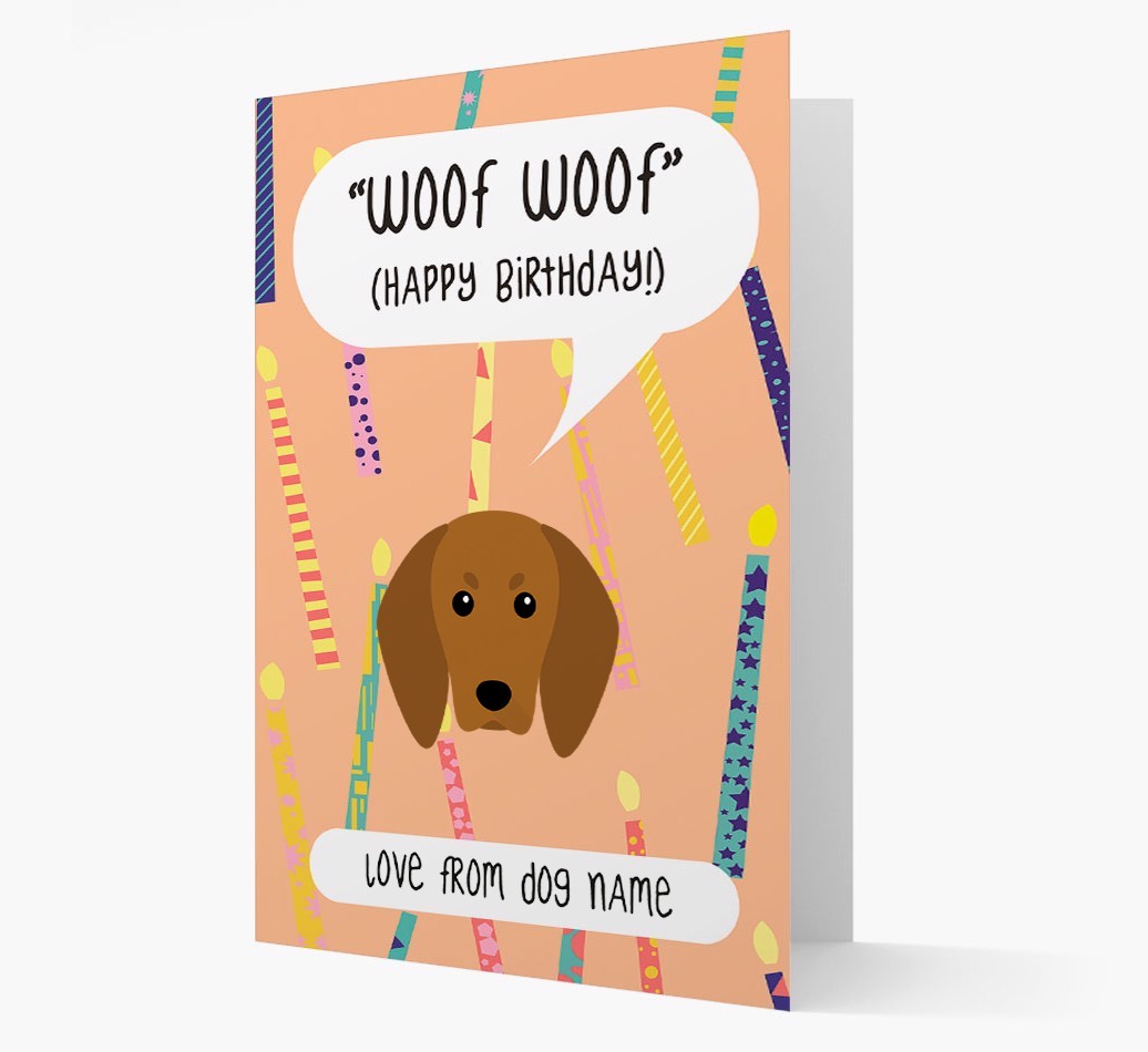 Personalised 'Woof Woof' Birthday Card with {breedFullName} Icon