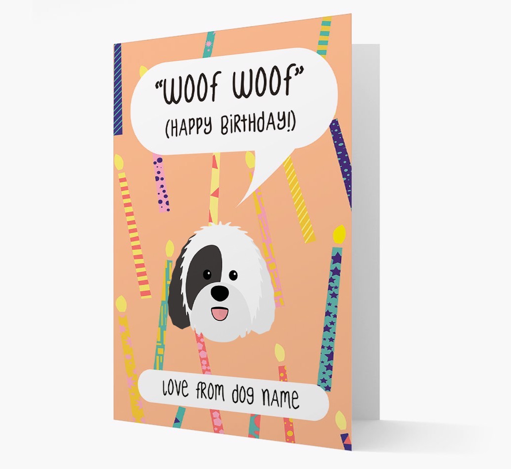 Personalised 'Woof Woof' Birthday Card with {breedFullName} Icon