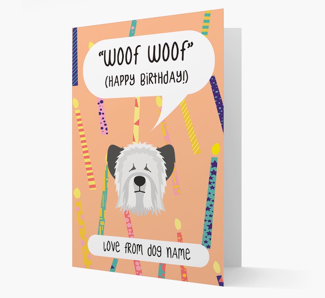 Personalised 'Woof Woof' Birthday Card with {breedFullName} Icon