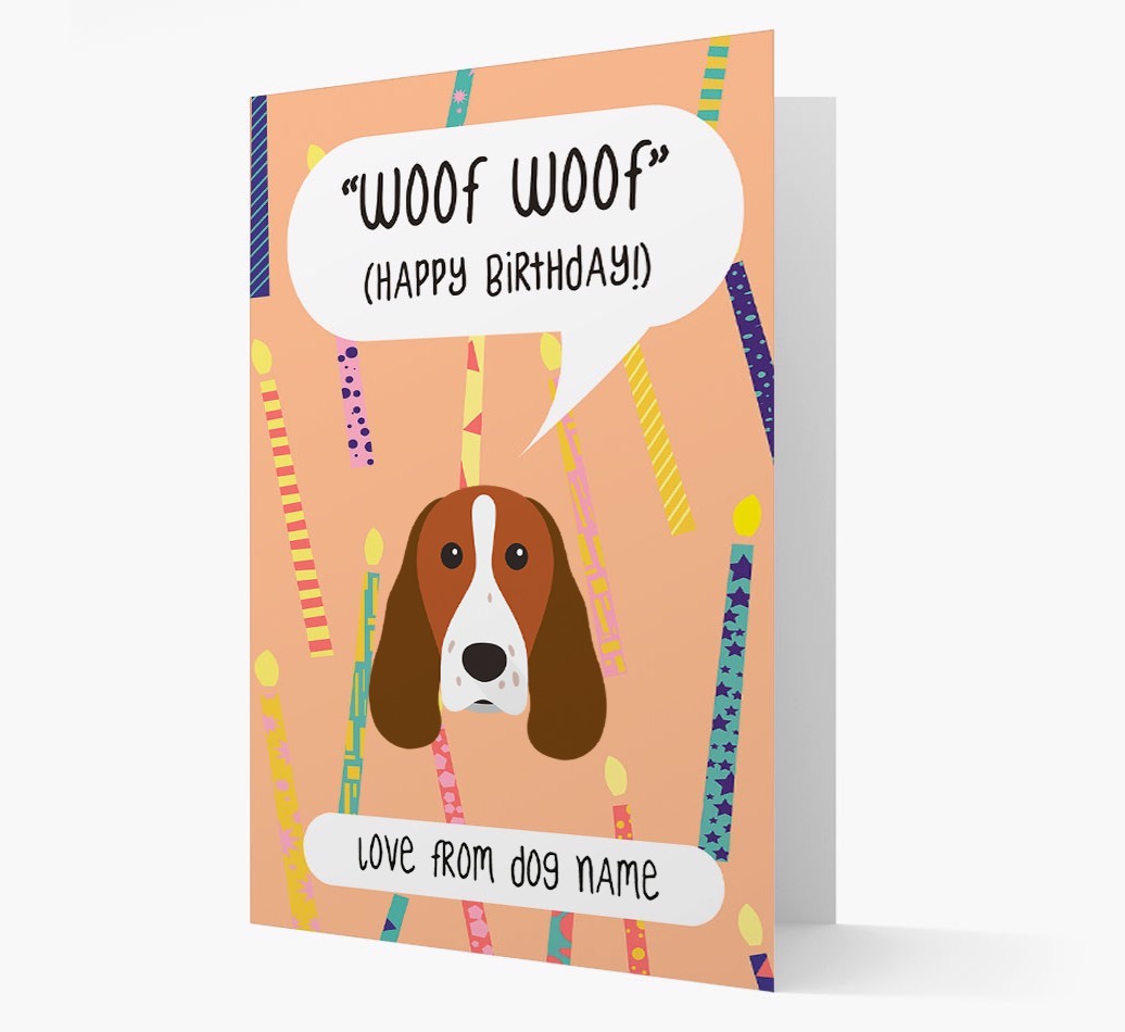 Personalised 'Woof Woof' Birthday Card with {breedFullName} Icon