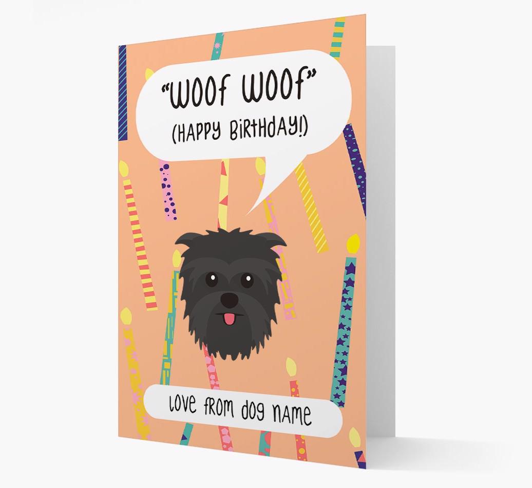 Personalized 'Woof Woof' Birthday Card with {breedFullName} Icon