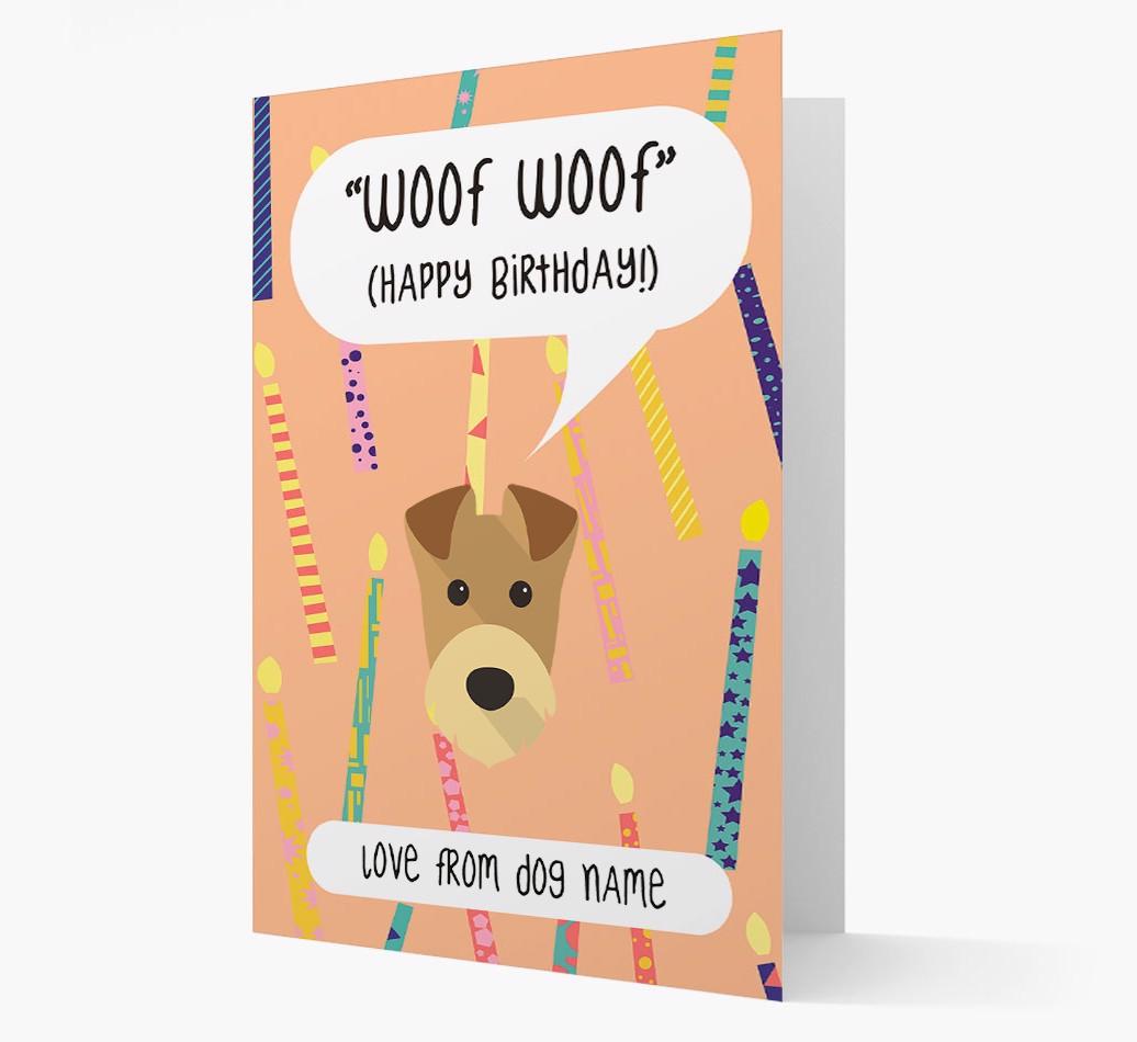 Personalized 'Woof Woof' Birthday Card with {breedFullName} Icon