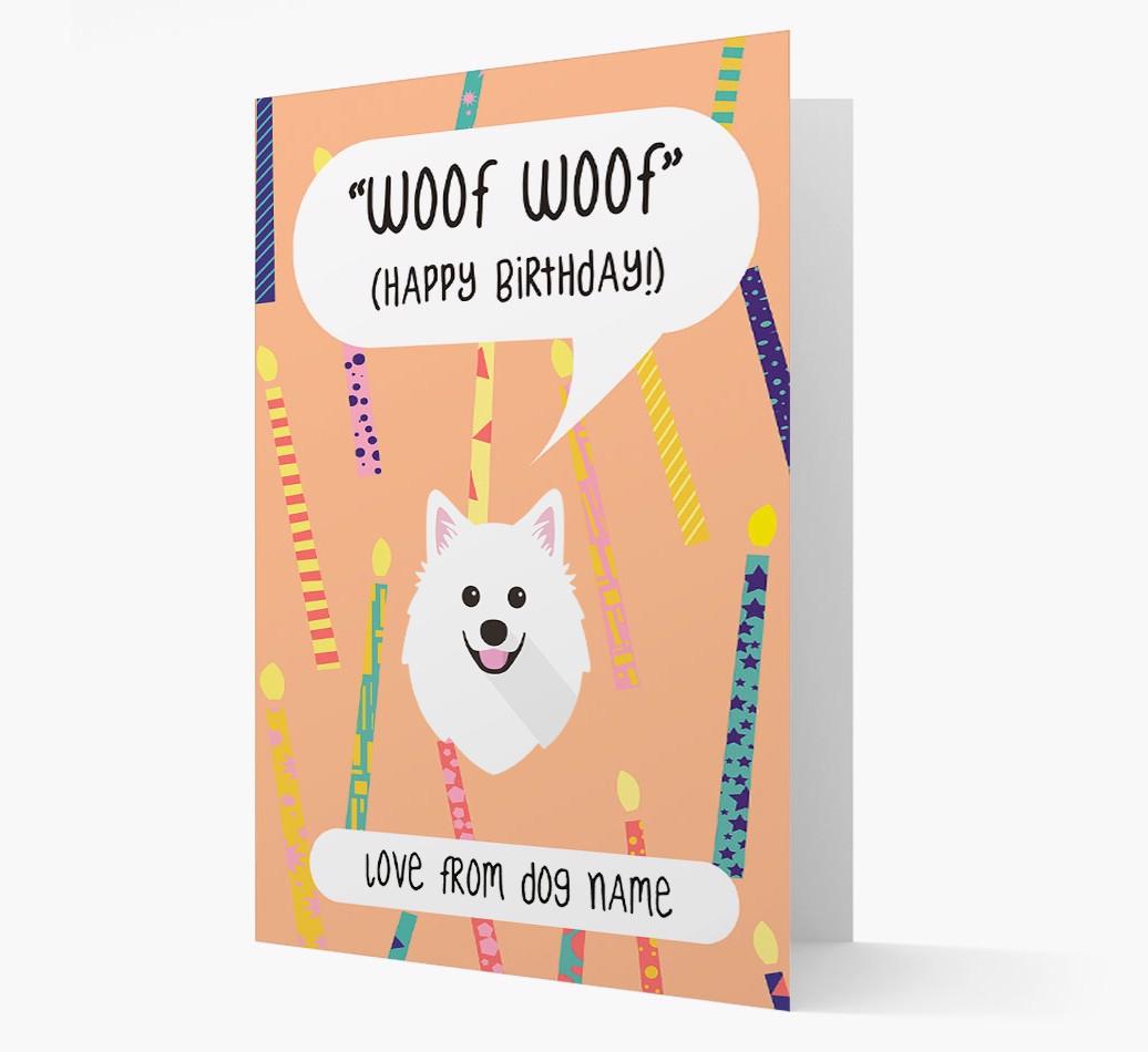 Personalized 'Woof Woof' Birthday Card with {breedFullName} Icon
