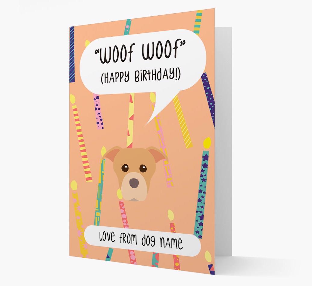 Personalized 'Woof Woof' Birthday Card with {breedFullName} Icon