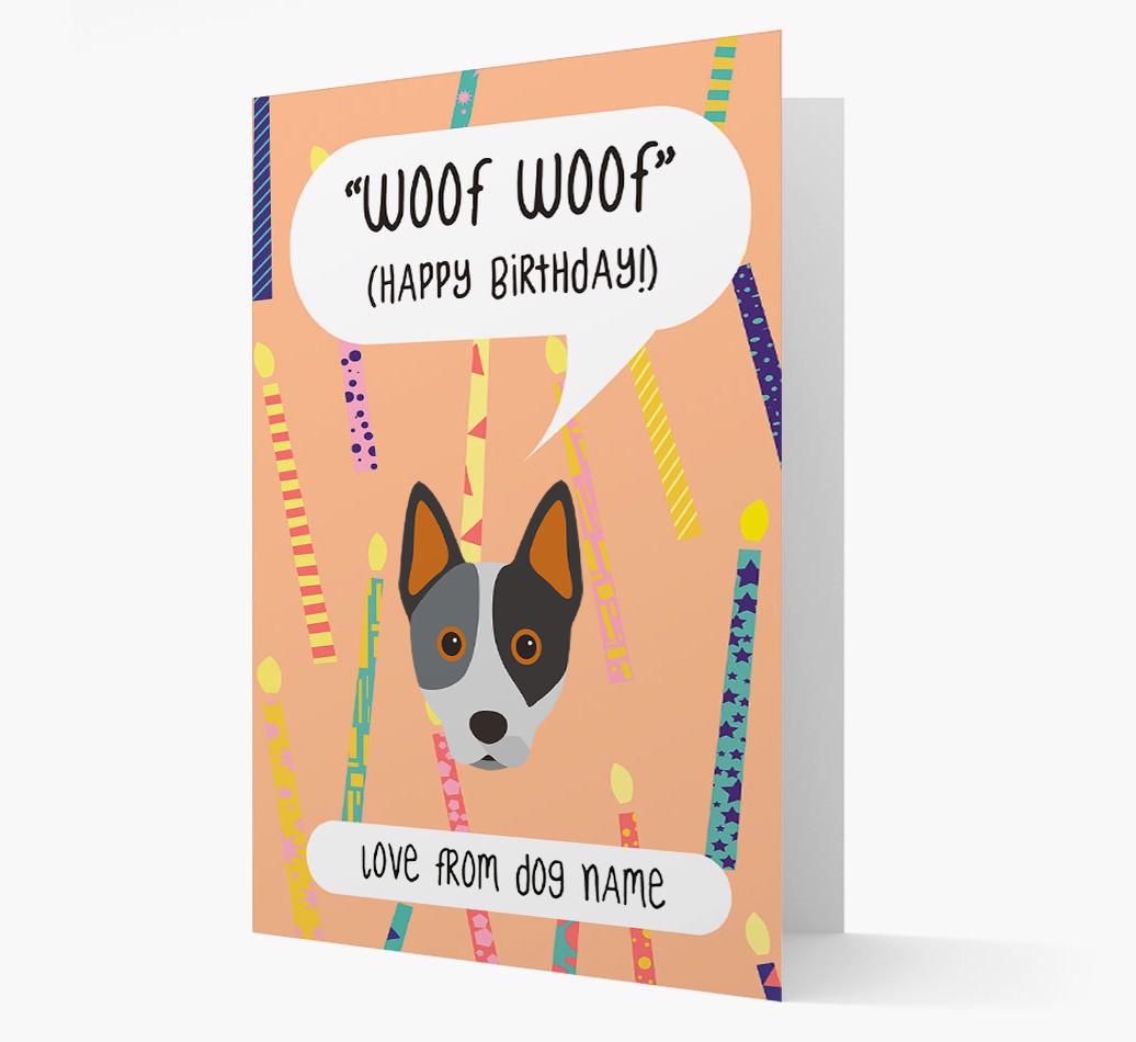 Personalized 'Woof Woof' Birthday Card with {breedFullName} Icon