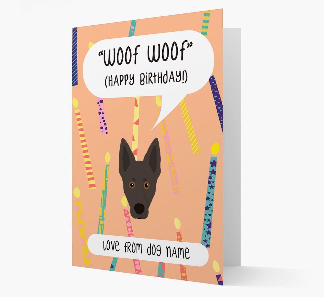 Personalized 'Woof Woof' Birthday Card with {breedFullName} Icon