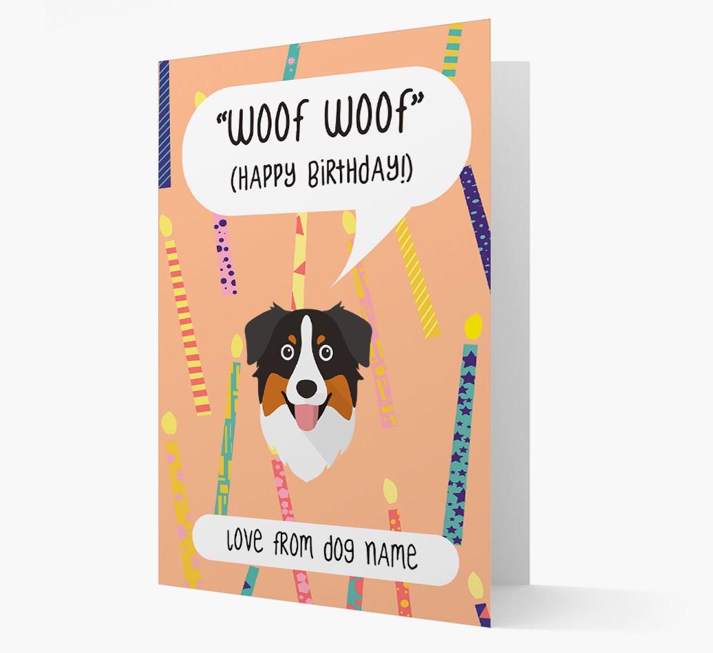 Personalized 'Woof Woof' Birthday Card with {breedFullName} Icon