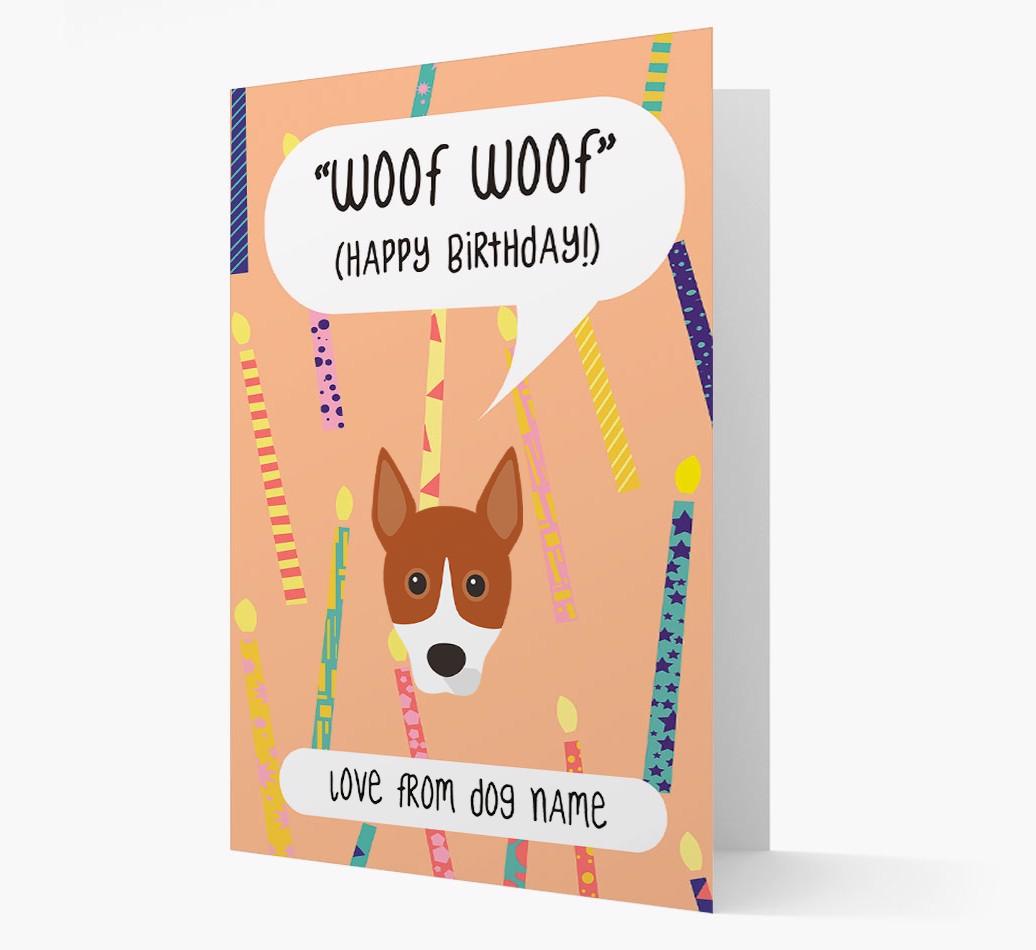 Personalized 'Woof Woof' Birthday Card with {breedFullName} Icon