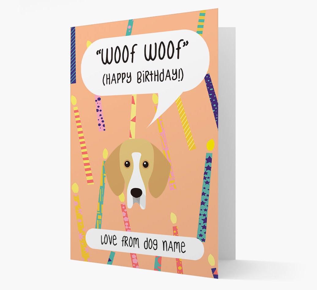 Personalized 'Woof Woof' Birthday Card with {breedFullName} Icon