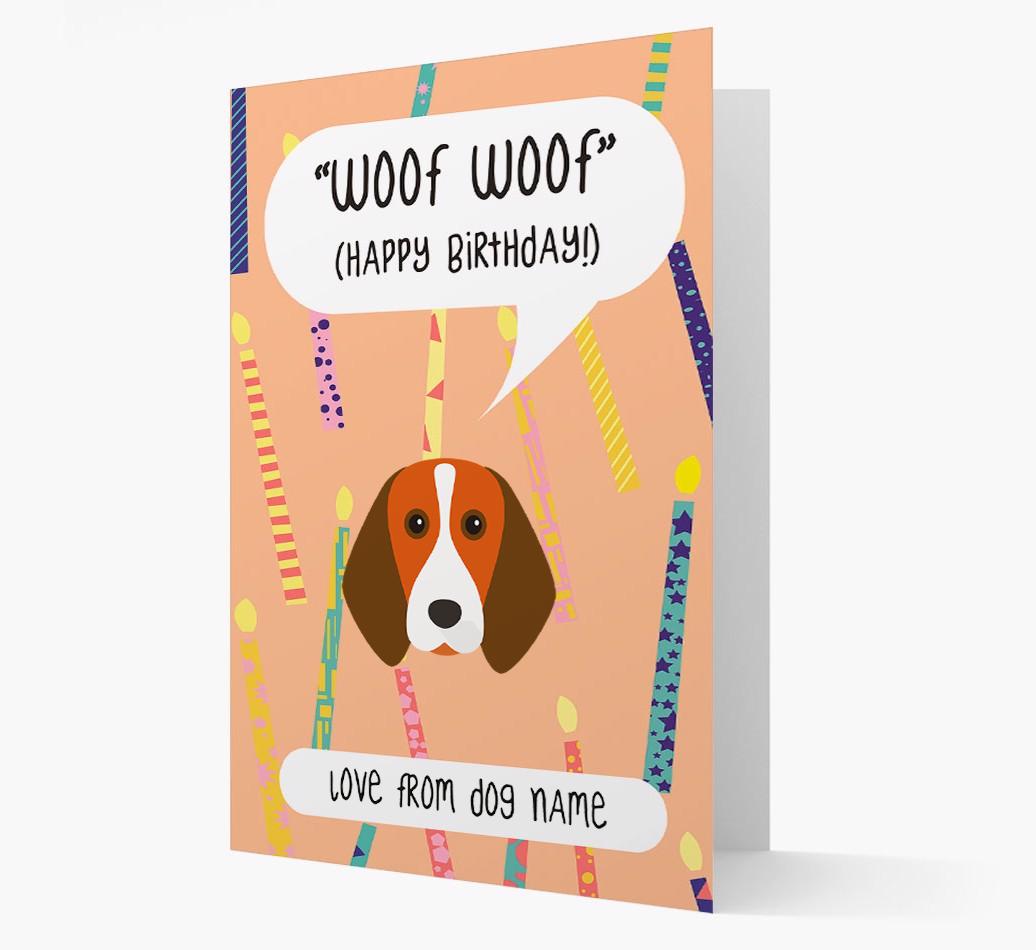 Personalized 'Woof Woof' Birthday Card with {breedFullName} Icon