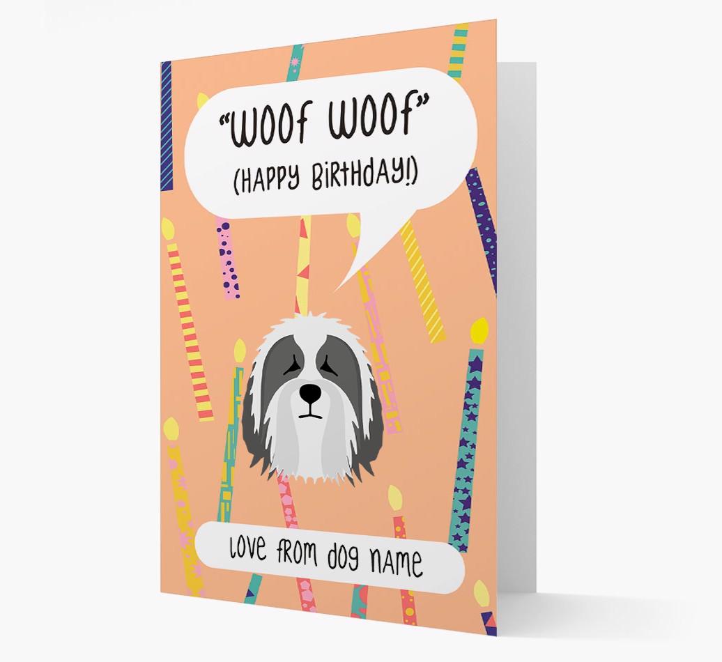 Personalized 'Woof Woof' Birthday Card with {breedFullName} Icon