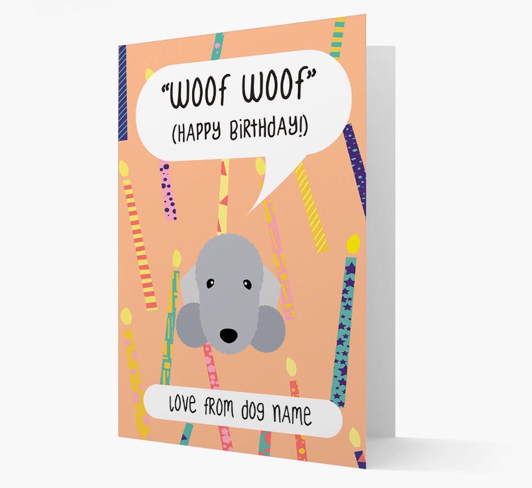 Personalized 'Woof Woof' Birthday Card with {breedFullName} Icon