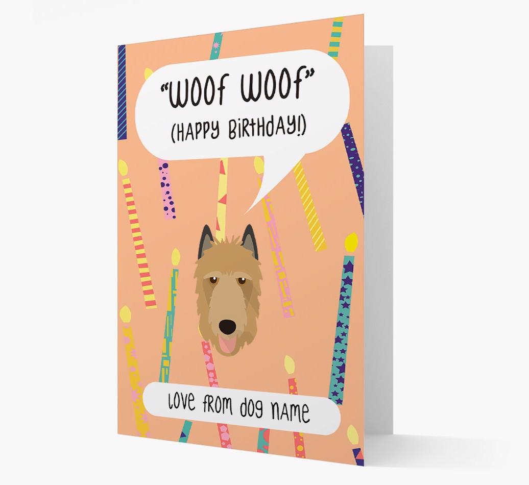 Personalized 'Woof Woof' Birthday Card with {breedFullName} Icon