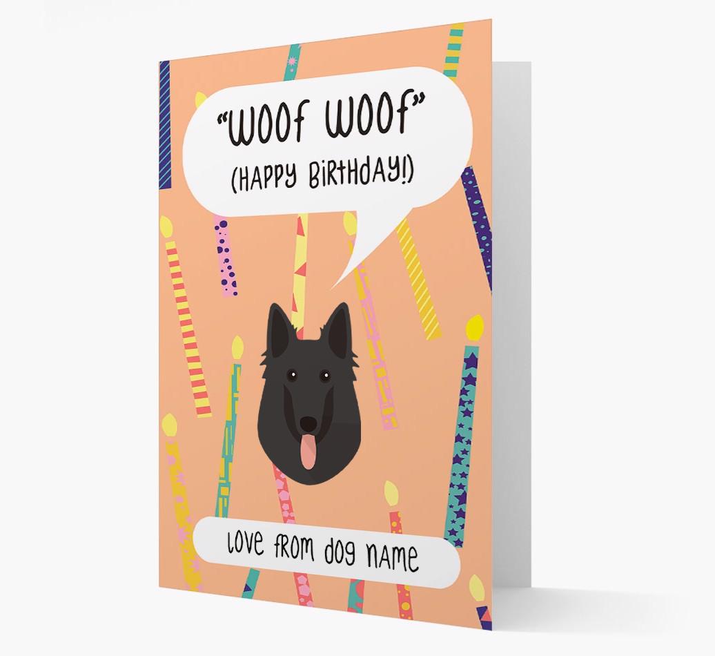 Personalized 'Woof Woof' Birthday Card with {breedFullName} Icon