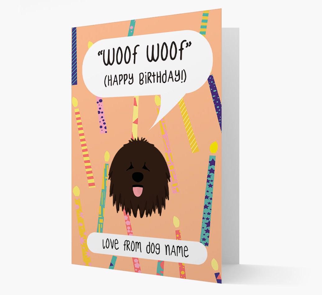 Personalized 'Woof Woof' Birthday Card with {breedFullName} Icon