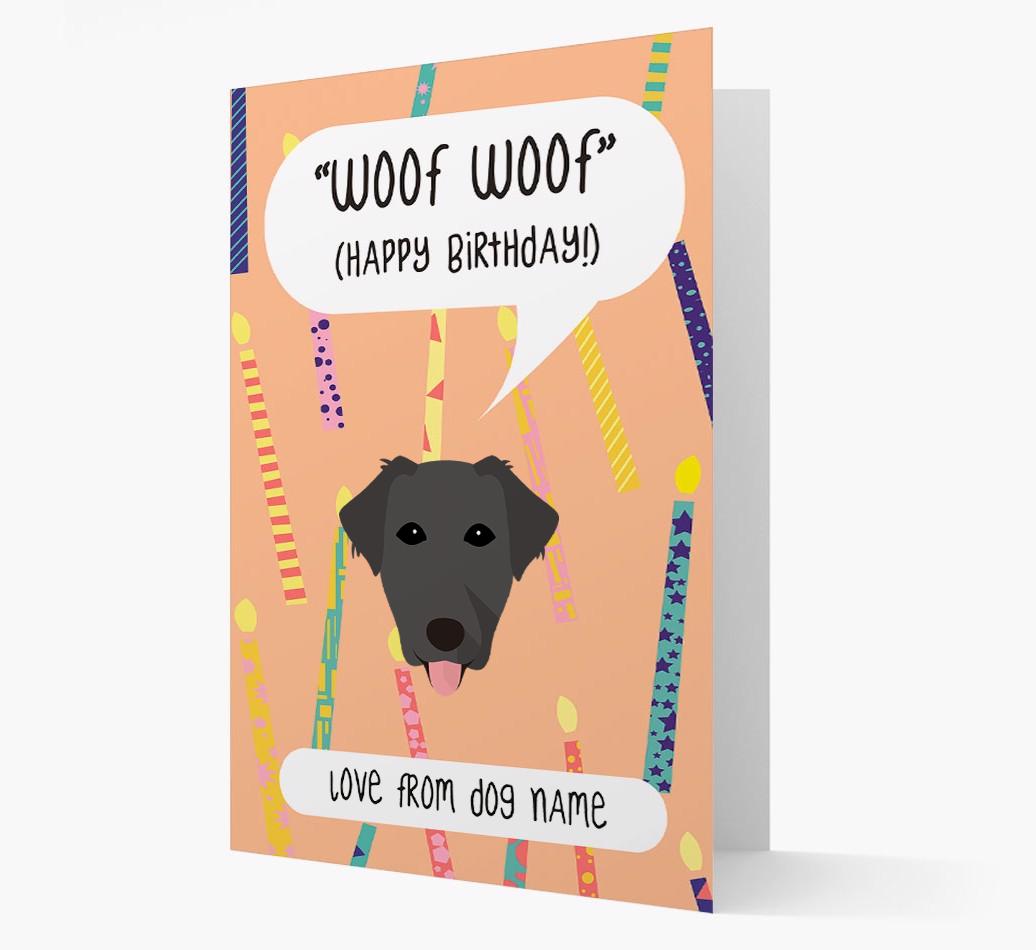 Personalized 'Woof Woof' Birthday Card with {breedFullName} Icon