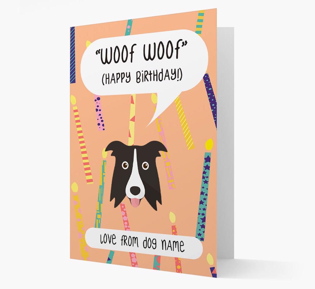 Personalized 'Woof Woof' Birthday Card with {breedFullName} Icon