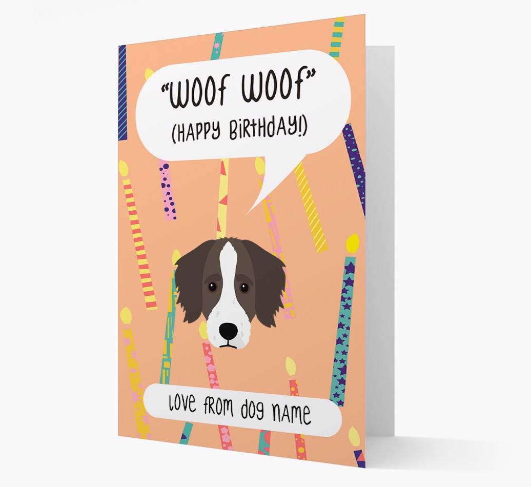 Personalized 'Woof Woof' Birthday Card with {breedFullName} Icon
