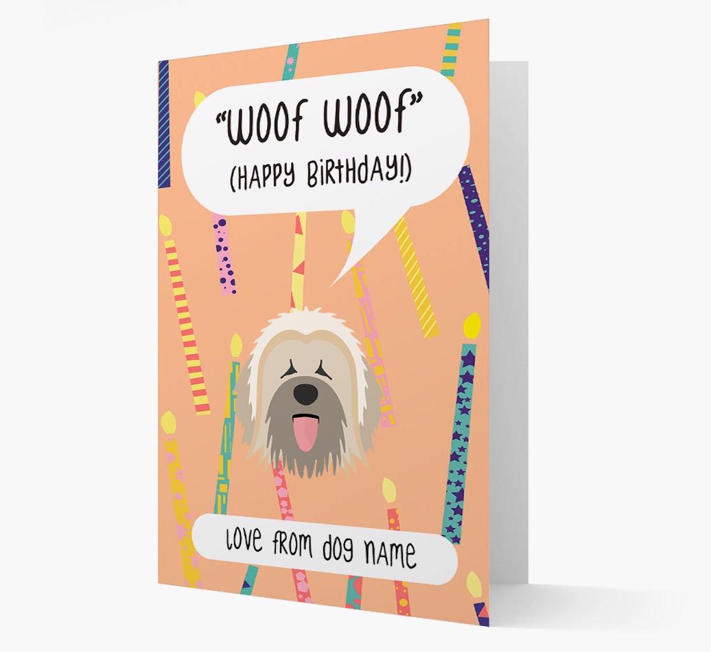 Personalized 'Woof Woof' Birthday Card with {breedFullName} Icon