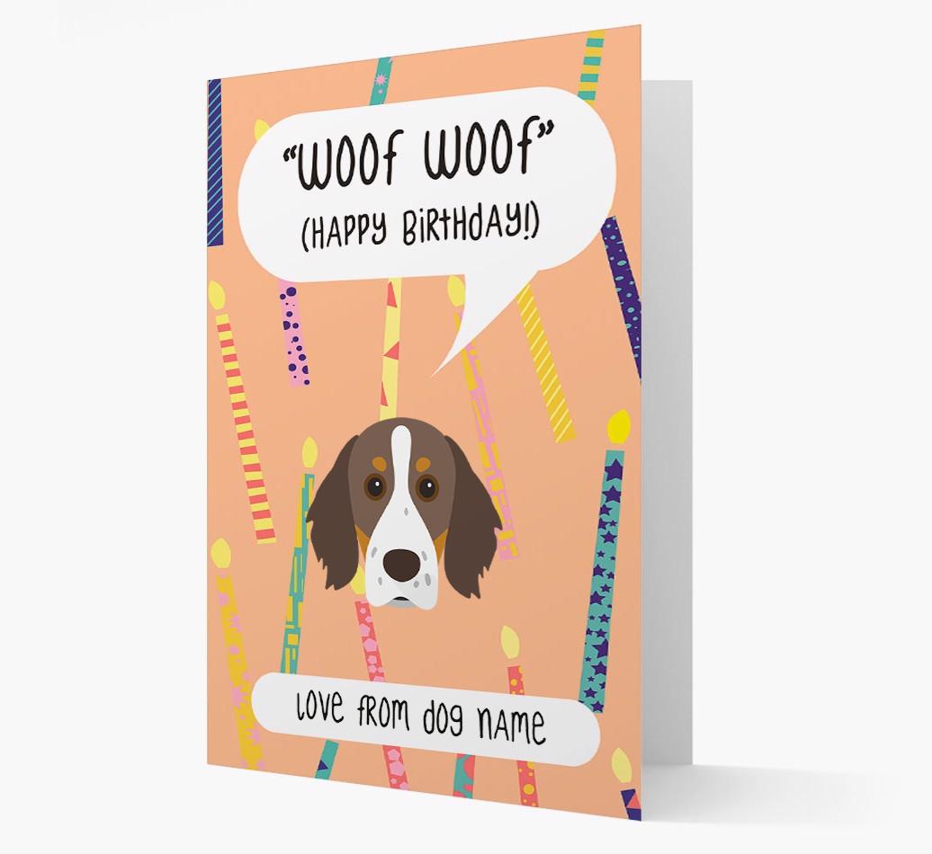 Personalized 'Woof Woof' Birthday Card with {breedFullName} Icon