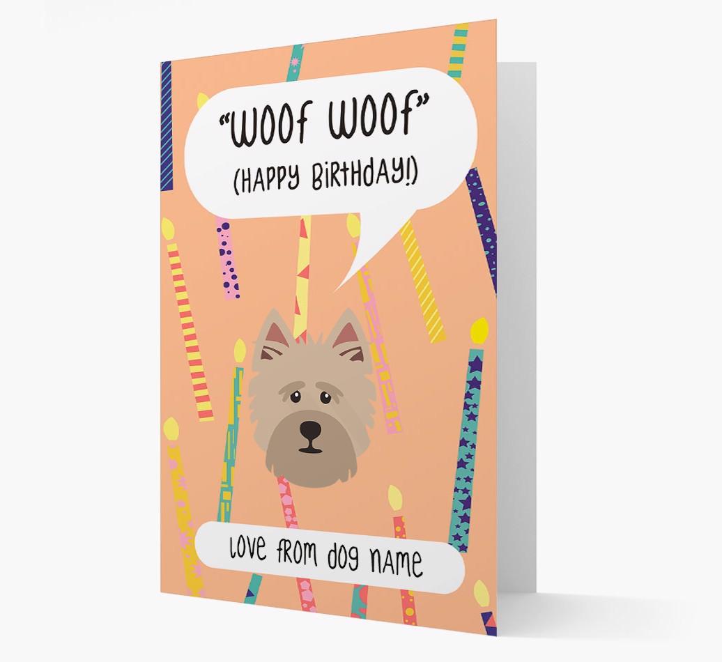 Personalized 'Woof Woof' Birthday Card with {breedFullName} Icon