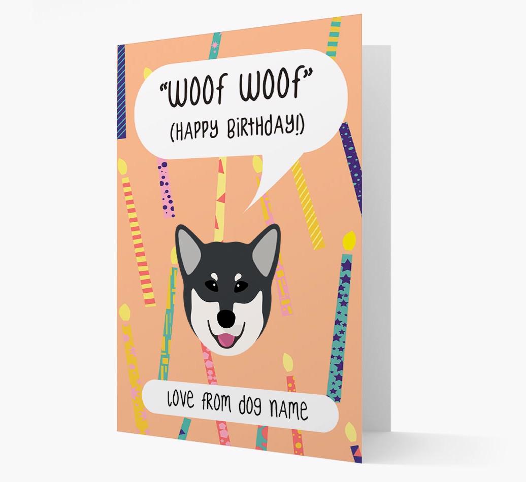 Personalized 'Woof Woof' Birthday Card with {breedFullName} Icon