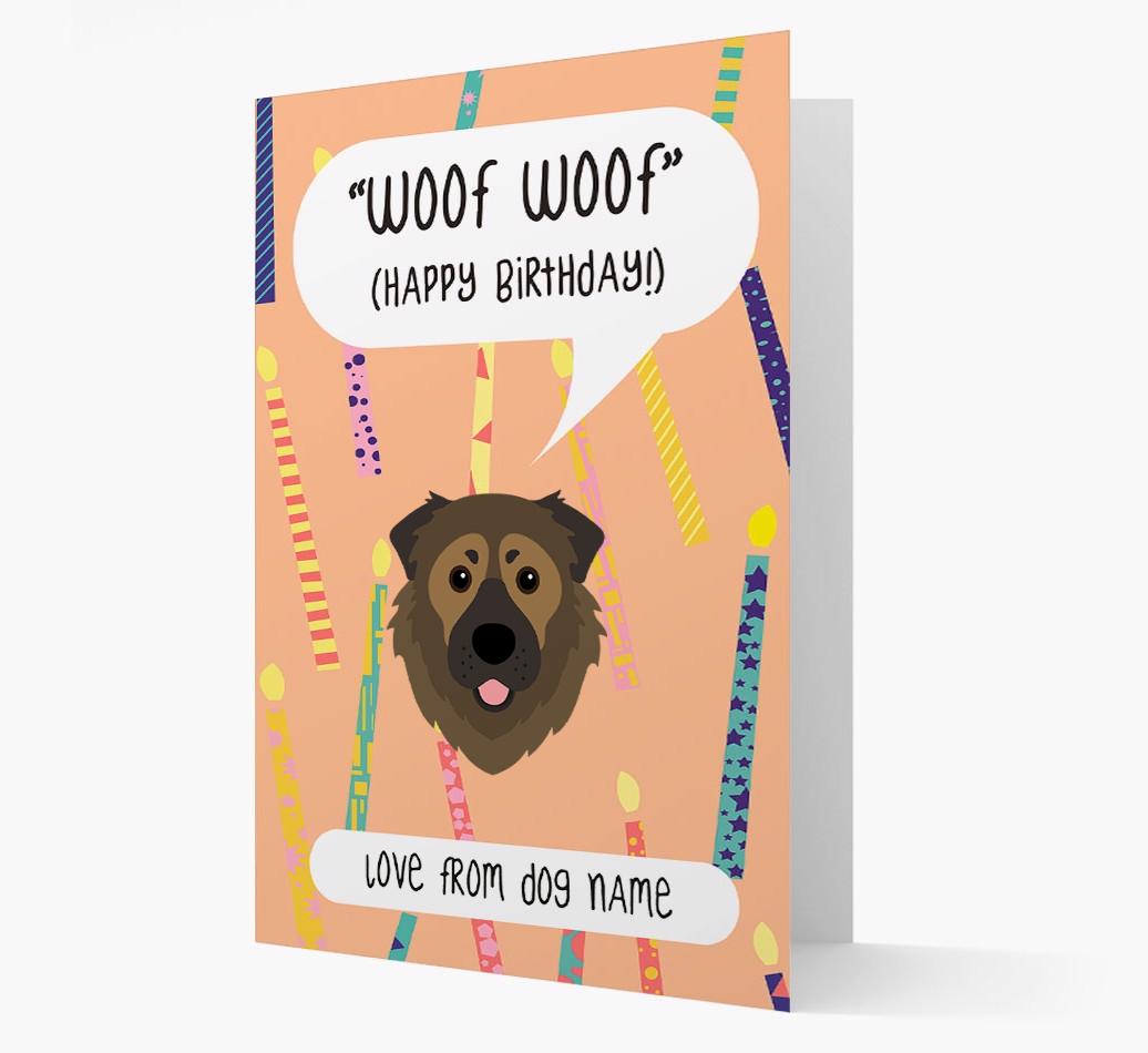 Personalized 'Woof Woof' Birthday Card with {breedFullName} Icon