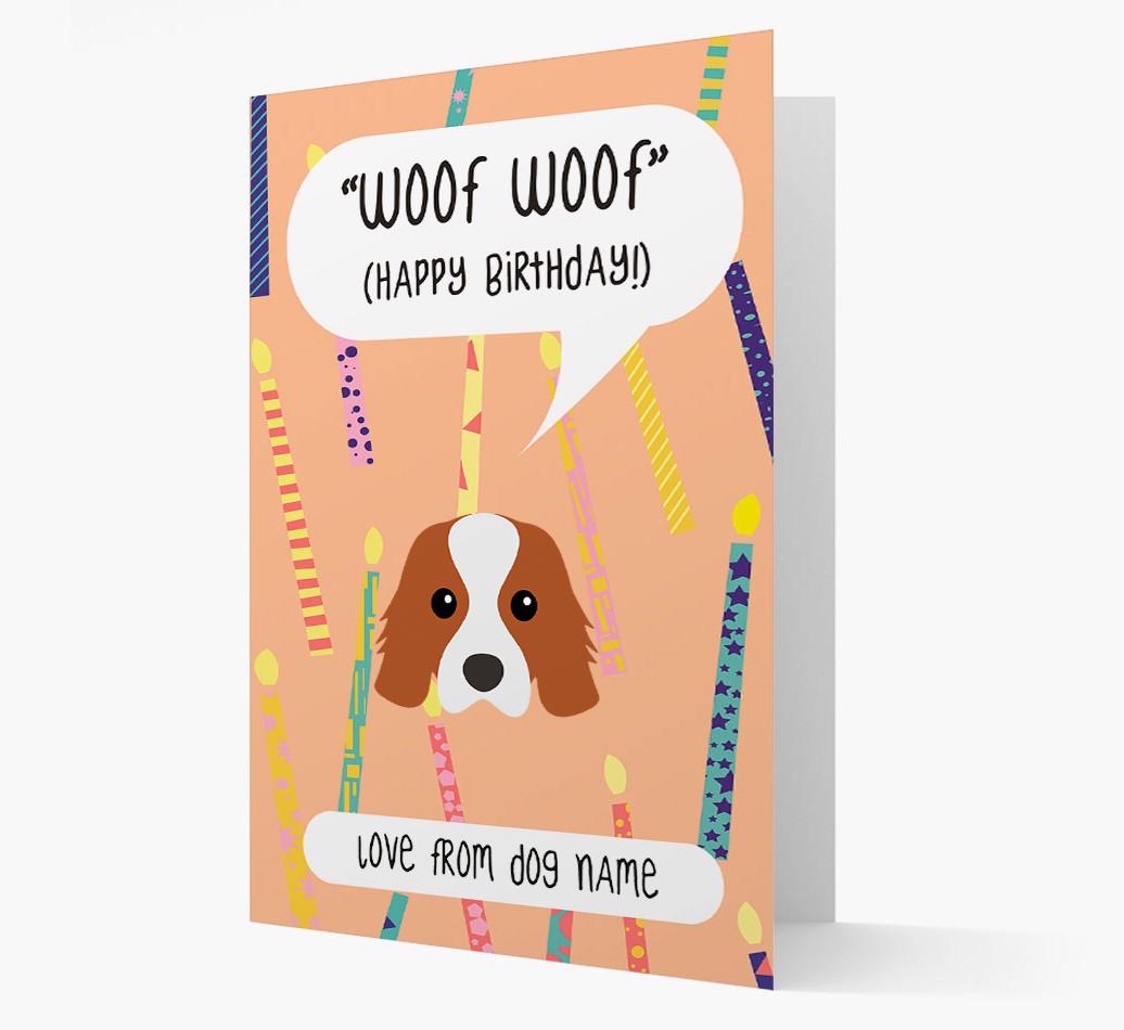 Personalized 'Woof Woof' Birthday Card with {breedFullName} Icon
