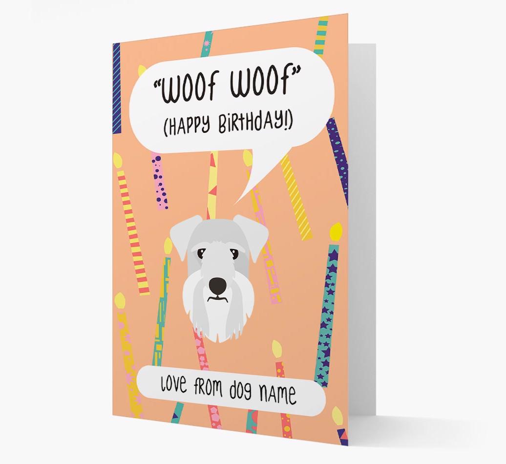 Personalized 'Woof Woof' Birthday Card with {breedFullName} Icon