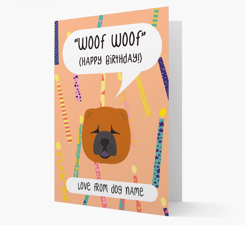 Personalized 'Woof Woof' Birthday Card with {breedFullName} Icon