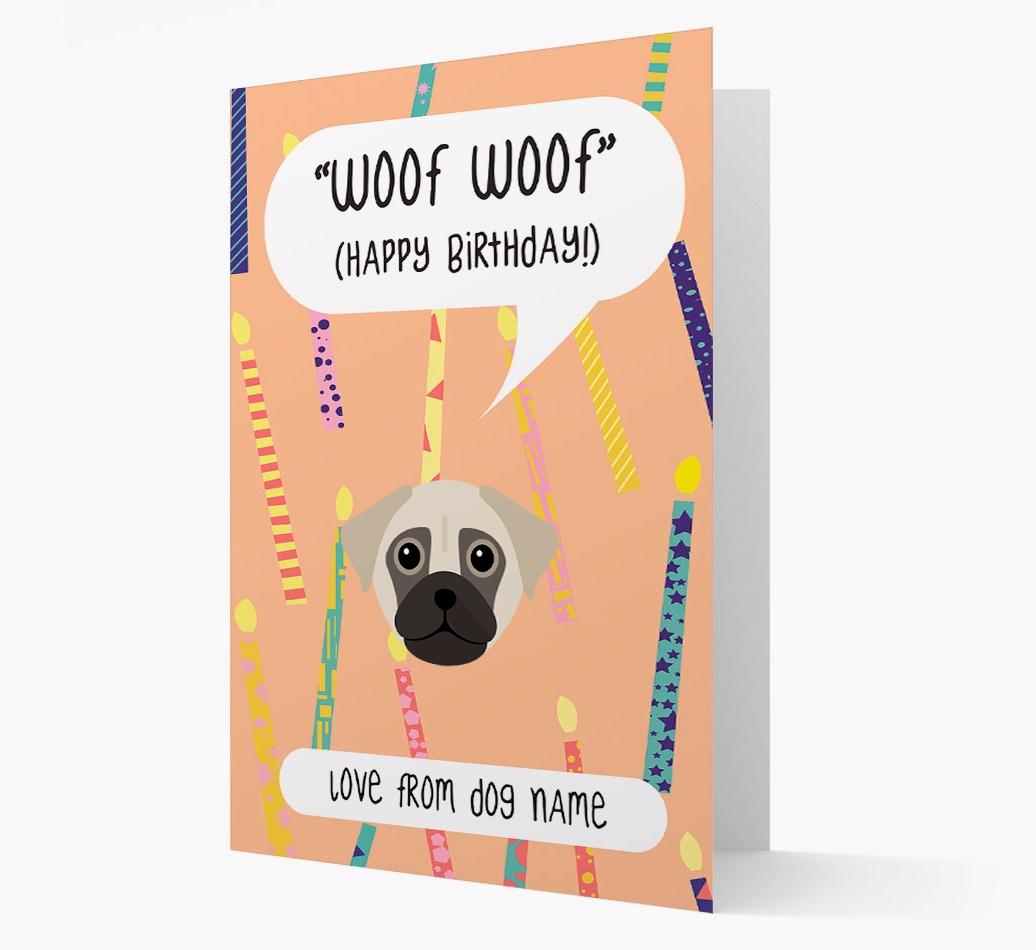 Personalized 'Woof Woof' Birthday Card with {breedFullName} Icon