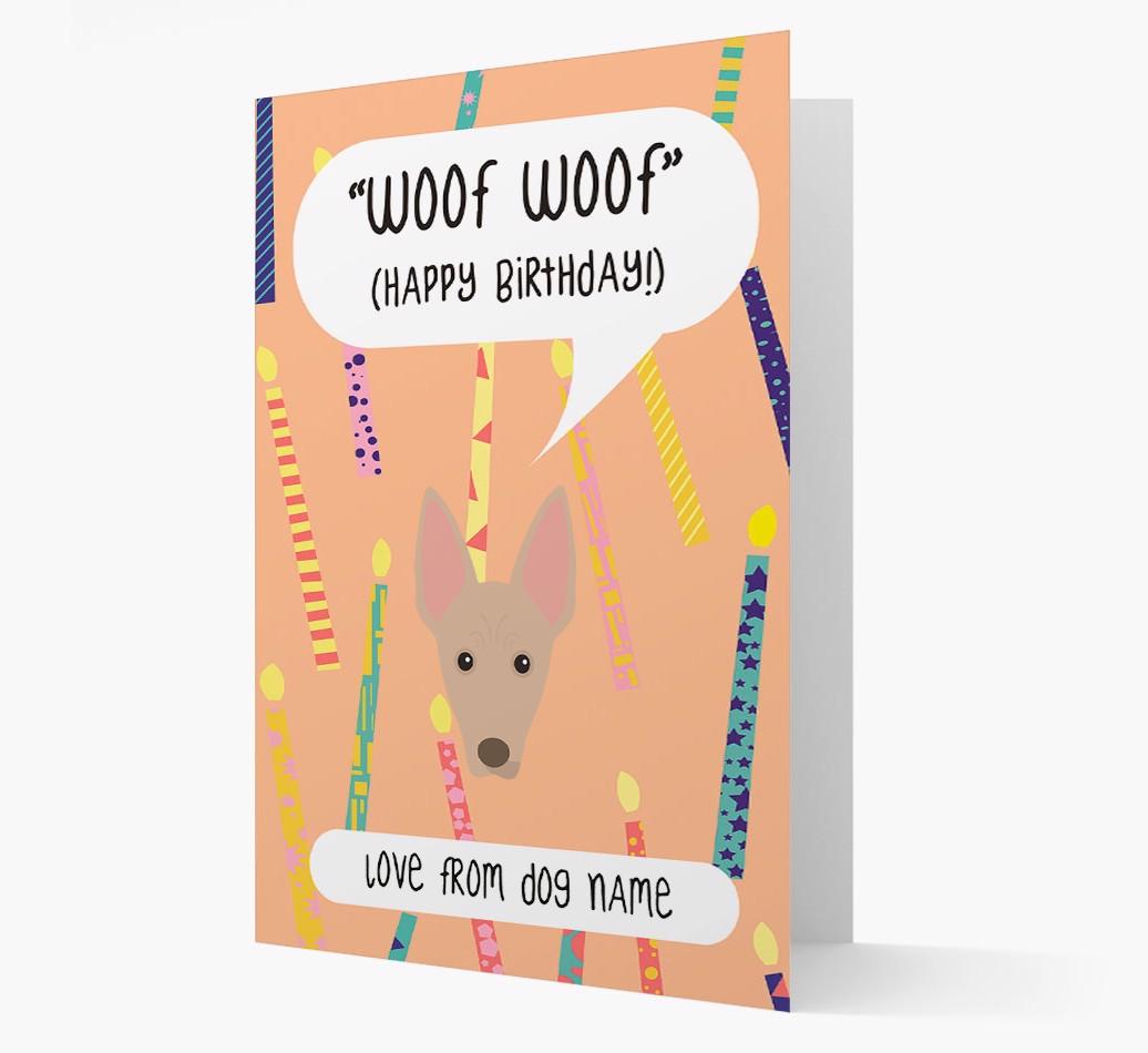 Personalized 'Woof Woof' Birthday Card with {breedFullName} Icon