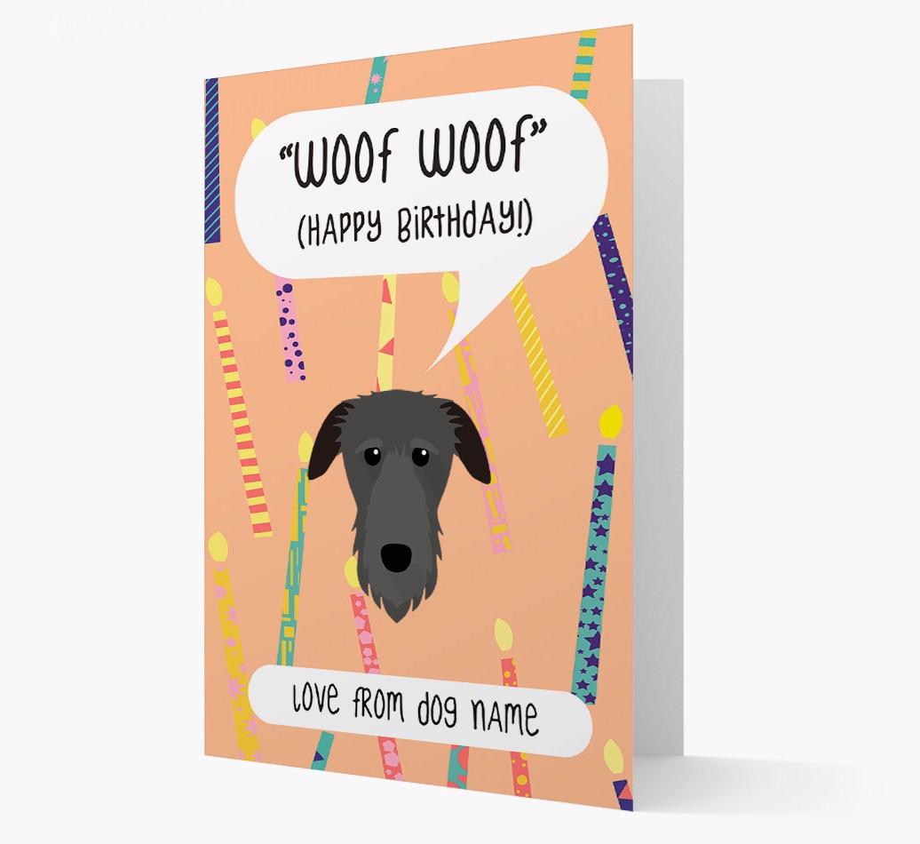 Personalized 'Woof Woof' Birthday Card with {breedFullName} Icon