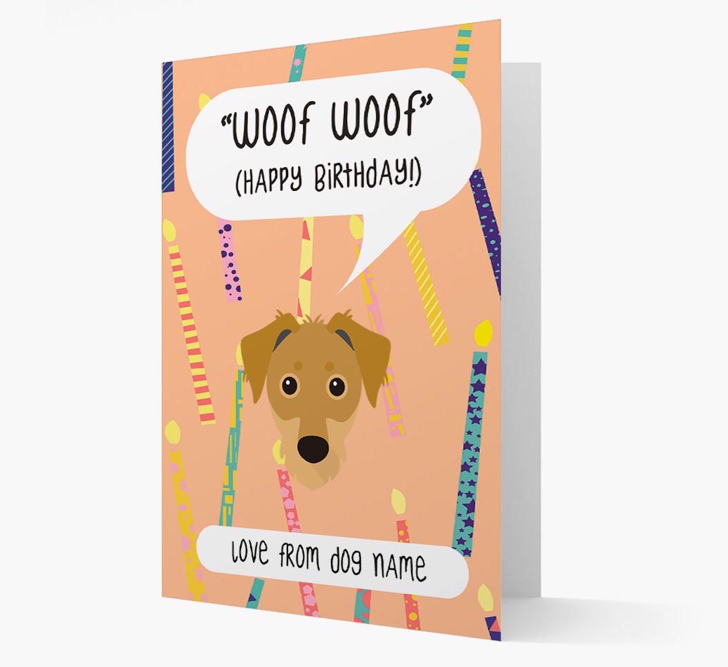 Personalized 'Woof Woof' Birthday Card with {breedFullName} Icon