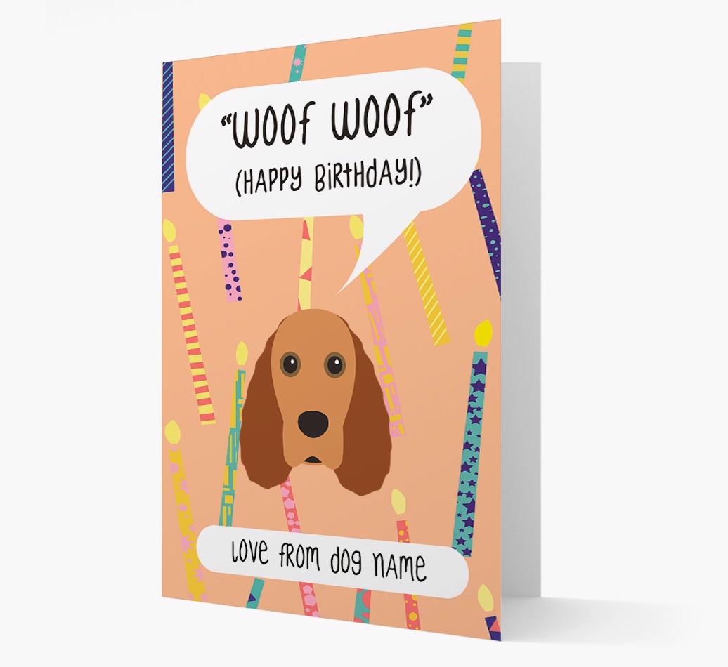 Personalized 'Woof Woof' Birthday Card with {breedFullName} Icon