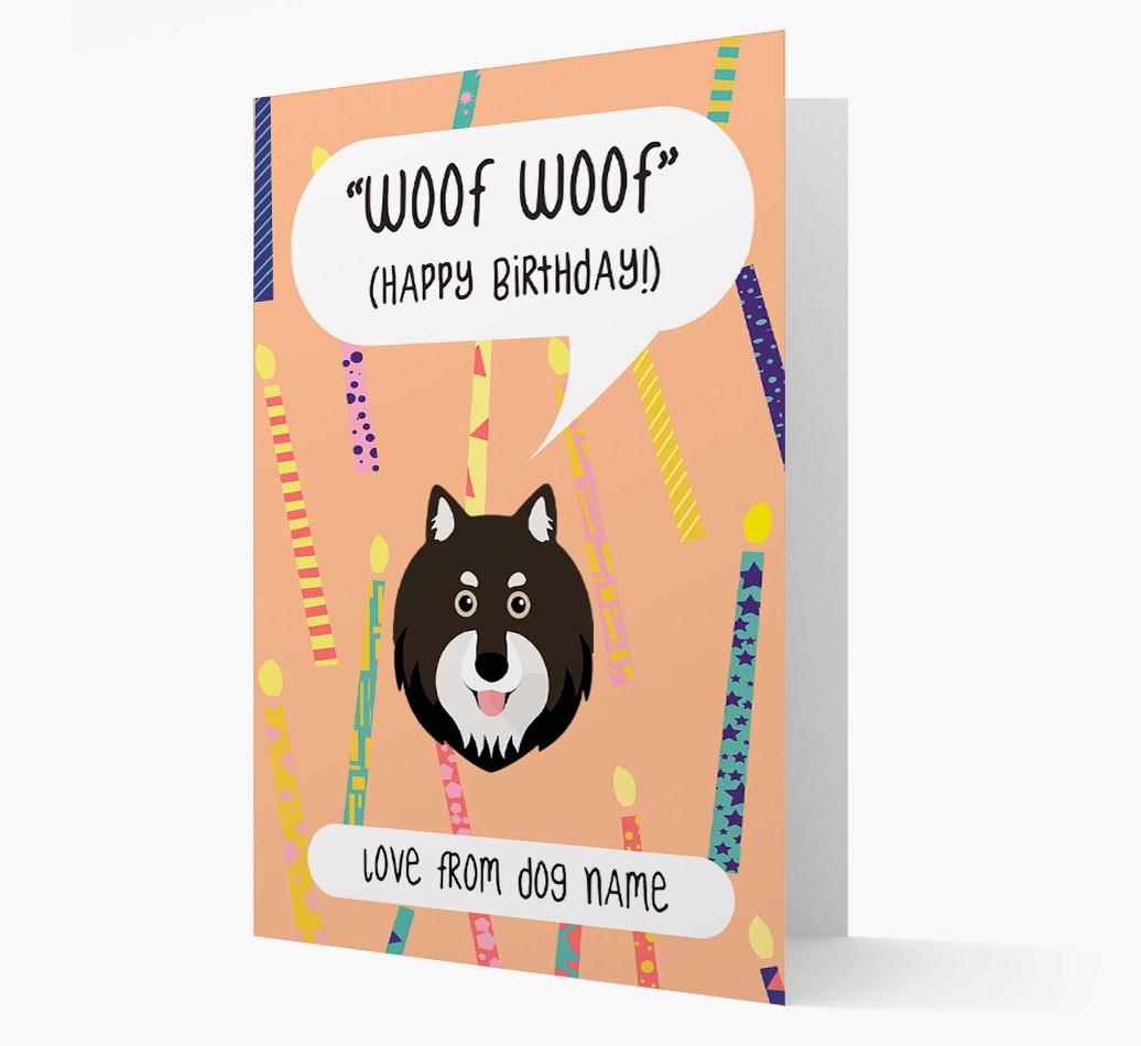 Personalized 'Woof Woof' Birthday Card with {breedFullName} Icon