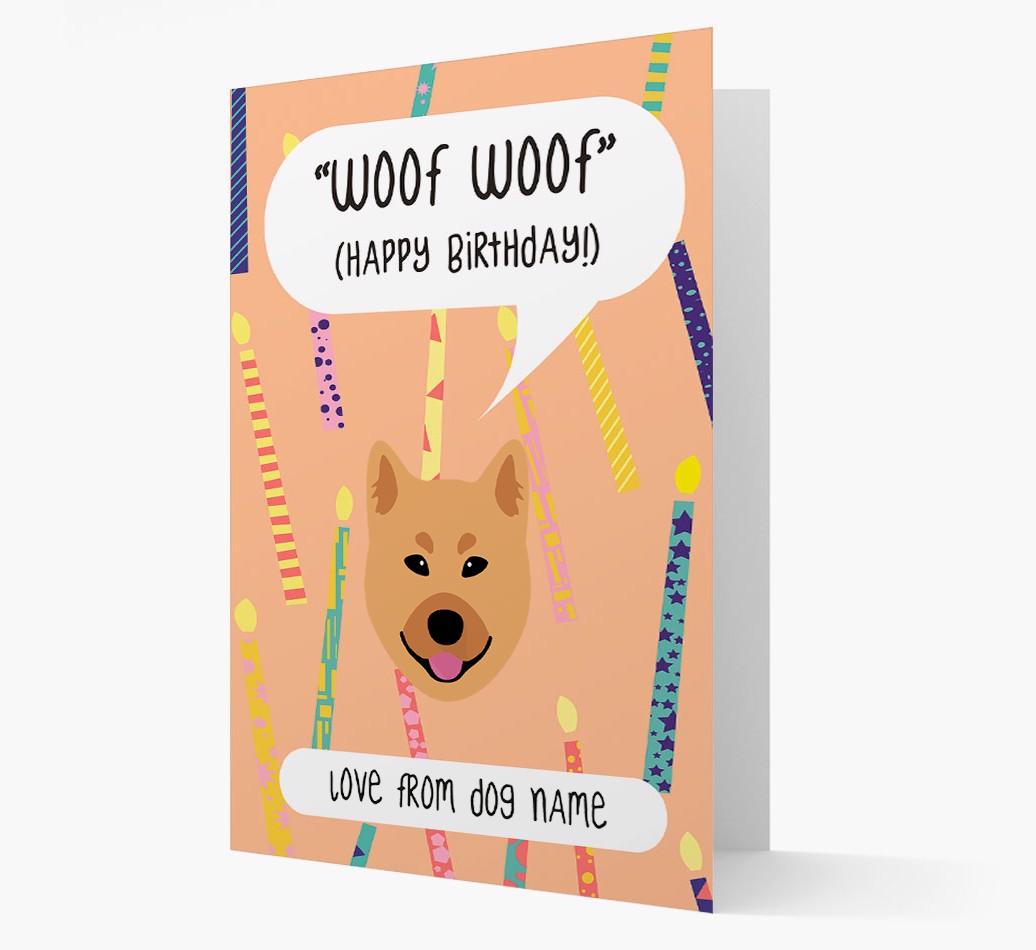 Personalized 'Woof Woof' Birthday Card with {breedFullName} Icon