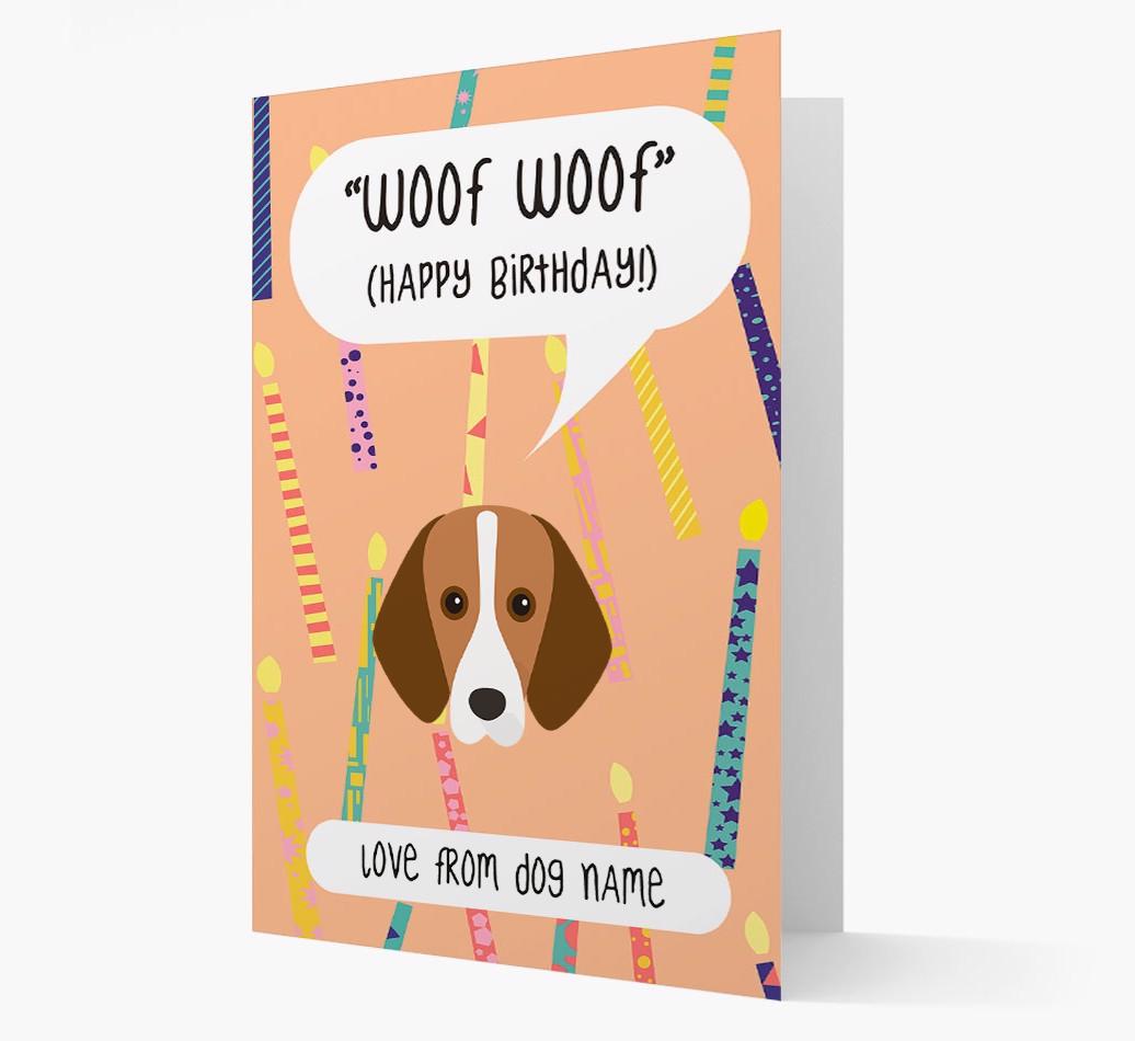 Personalized 'Woof Woof' Birthday Card with {breedFullName} Icon