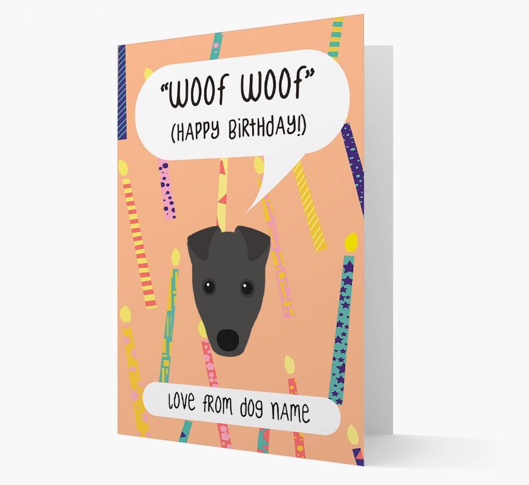 Personalized 'Woof Woof' Birthday Card with {breedFullName} Icon